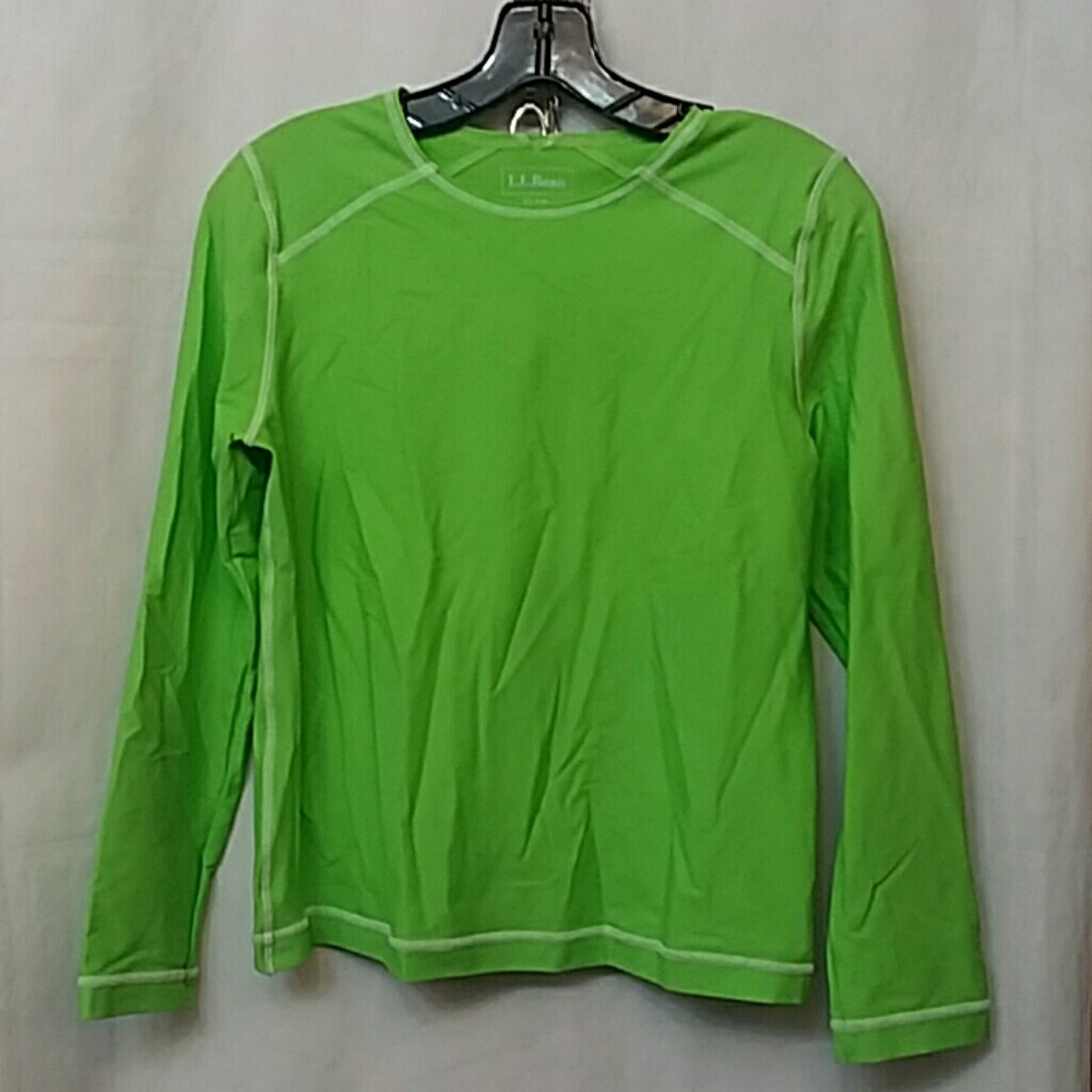LL Bean Kids 50+ UPF Lime Rashguard Swim Shirt